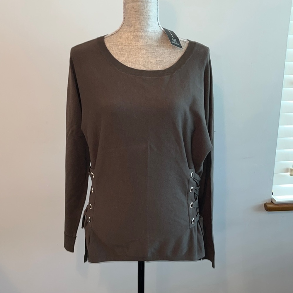 INC Side Lace Up Olive Sweater NWT size Extra Large.  NWT